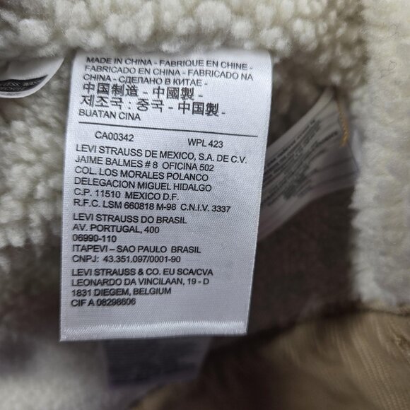 Levis Jacket Mens Medium Tan Corduroy Sherpa Lined Trucker Coat Casual - Picture 13 of 14